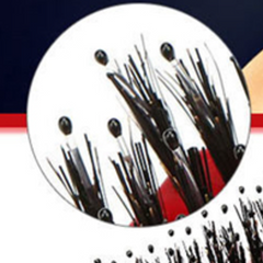 Macro view of ball-tipped brush bristles